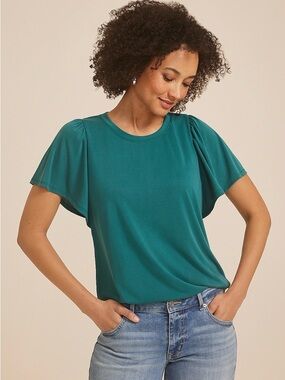 Maurices XXL 24/7 Charlotte flutter sleeve tee NWT